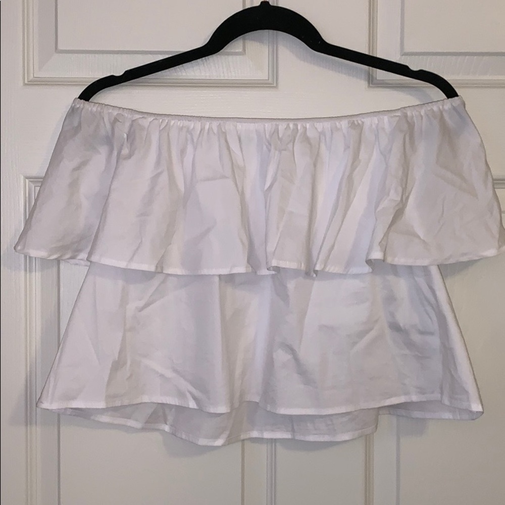 Cotton Off the Shoulder White Crop Top